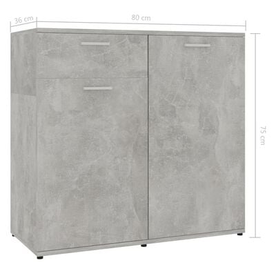 vidaXL Бюфет, бетонно сив, 80x36x75 см, ПДЧ