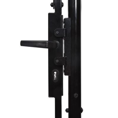 vidaXL Оградна порта две врати с остри върхове стомана 3х1,25 м черна