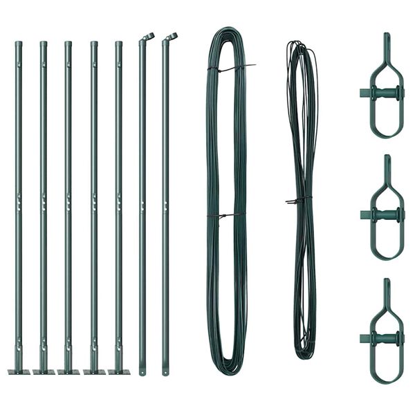 vidaXL Стълб за ограда. 7 pcs Зелен Стомана