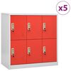 vidaXL Заключващи шкафове 5 бр светлосиво/червено 90x45x92,5см стомана