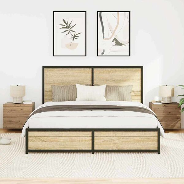 vidaXL Нощен шкаф с чекмедже 2 pcs Дъб 50 x 39 x 41 cm Инженерно дърво