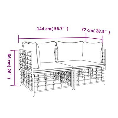 vidaXL Секционни ъглови дивани с възглавници, 2 бр, полиратан