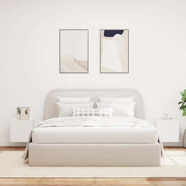 vidaXL Стенни ТВ шкафове с LED осветление, 2 бр, бели, 40,5x35x40 см