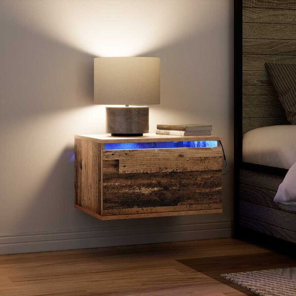 vidaXL Стенен шкаф за нощно шкафче Старо дърво 50 x 36 x 30 см