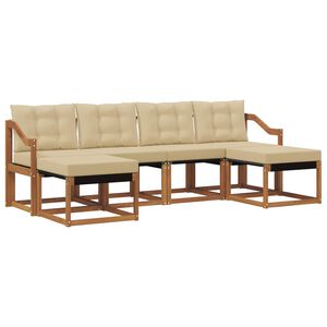vidaXL Комплект дивани за открито 6 pcs Натурален и Бежов