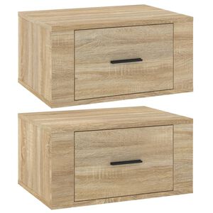 vidaXL Нощни шкафчета за стенен монтаж, 2 бр, сонома дъб, 50x36x25 см