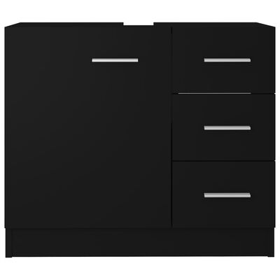 vidaXL Долен шкаф за мивка, черен, 63x30x54 см, ПДЧ