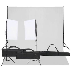 vidaXL Фотографски комплект за студио с комплект лампи и фон