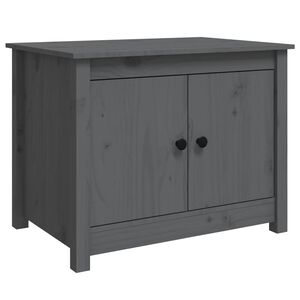 vidaXL Кафе маса, Сиво, 71x49x55 см, борово дърво масив