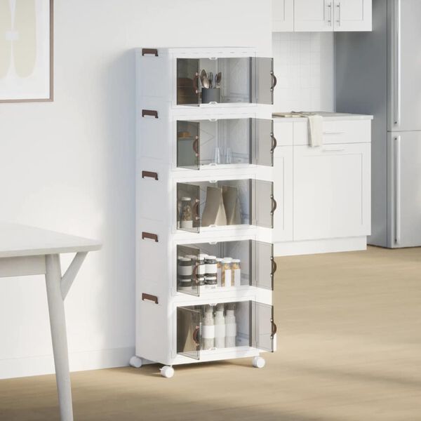 vidaXL Кутия за съхранение с колела на 5 нива 28 L 48,5x29,5x139 cm