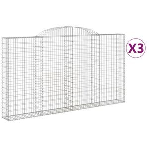 vidaXL Габионни кошници арка 3 бр 300x30x160/180 см поцинковано желязо