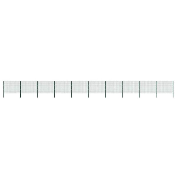 vidaXL Ограден панел с железни стълбове 1730x120 см, зелен