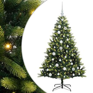 vidaXL Изкуствен коледен дърво с панти 150 LEDs Зелен 120 cm PVC и PE