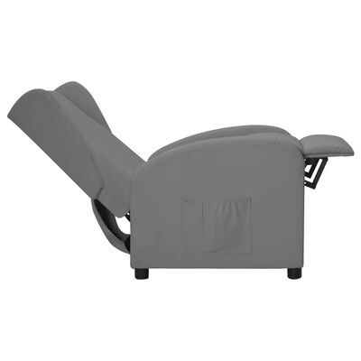vidaXL Wingback реклайнер стол, сив, изкуствена кожа