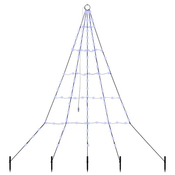 vidaXL LED коледна елха с колчета за земя Синьо 180 cm Метал