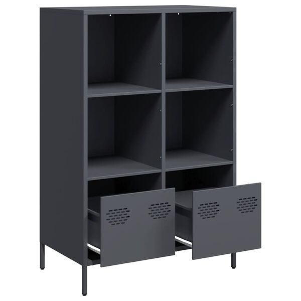 vidaXL Висок шкаф, антрацит, 68x39x103,5 см, стомана