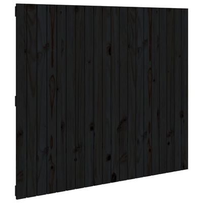 vidaXL Стенна табла за спалня черна, 127,5x3x110см, борово дърво масив