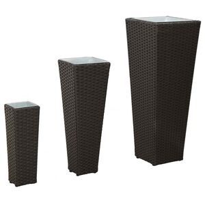 vidaXL Комплект за открито 3 бр. Черно 30 x 30 x 80 cm Метал