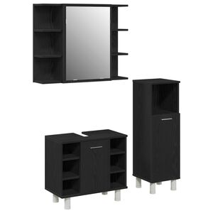 vidaXL Комплект мебели за баня 3 бр. Черно 30 x 30 x 99,5 см