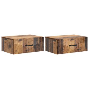 vidaXL Спален шкаф с монтаж на стена с чекмедже 2 pcs Старо дърво