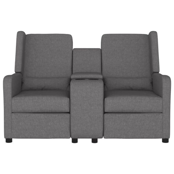 vidaXL 2-местен масажен наклоняем стол с поставка за чаша, светлосив