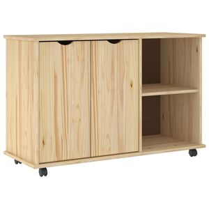 vidaXL Плъзгащ кабинет с колело Кафяво 100 x 39 x 65,5 см Солиден бор