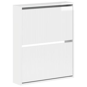 vidaXL Стенно шкафче за обувки ARNHEM 71 x 17 x 86 см Бял гланц