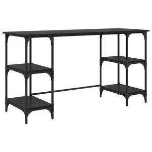 vidaXL Бюро Черния дъб Инженерна дървесина 140 x 50 x 75 см