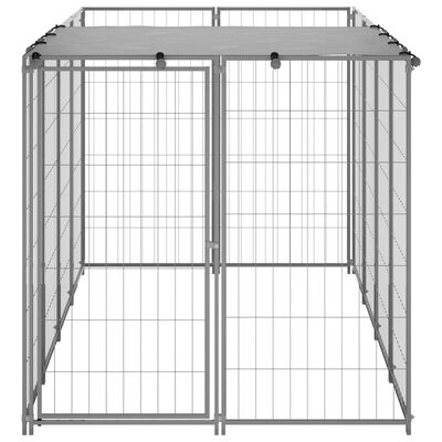 vidaXL Клетка за кучета, сива, 2,42 м², стомана