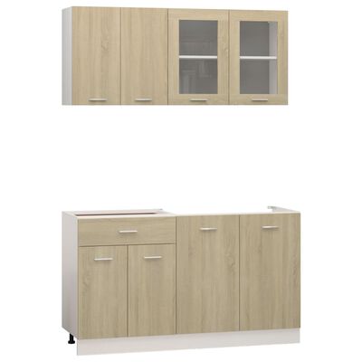 vidaXL Комплект кухненски шкафове от 4 части, дъб сонома, ПДЧ