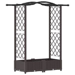 vidaXL Повдигнато легло с решетка и покривка Кафяво 124 x 40 x 123 см