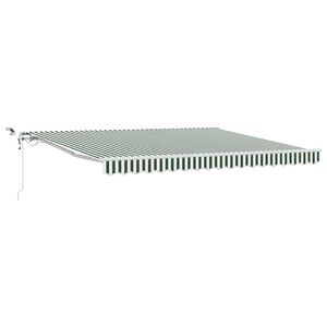 vidaXL Прибираща се тента Зелен и бял 400 &times; 300 cm Полиестер