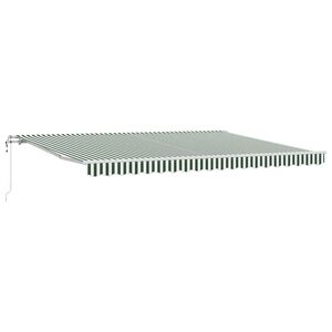 vidaXL Прибираща се тента Зелен и бял 450 &times; 350 cm Тъкан и алуминий