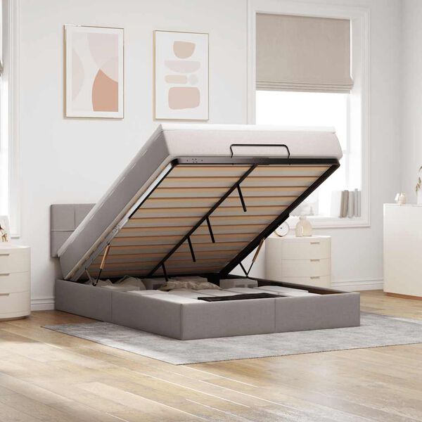 vidaXL Османска легло с матрак, таупе, 140x190 см, плат