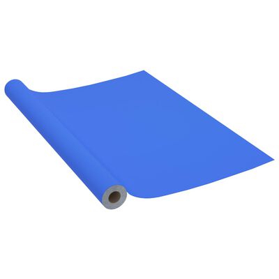 vidaXL Самозалепващо фолио за мебели, син гланц, 500х90 см, PVC