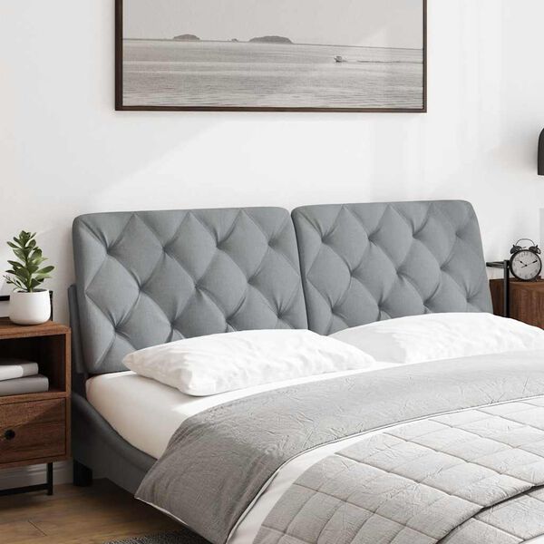 vidaXL Мека табла за легло, светлосива, 160 см, плат