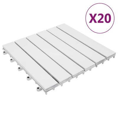 vidaXL Декинг плочки, 20 бр, бели 30x30 см, акация масив