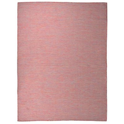 vidaXL Градински плоскотъкан килим, 120x170 см, червен