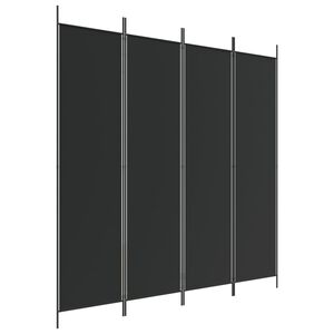 vidaXL Параван за стая, 4 панела, черен, 200x200 cм, плат