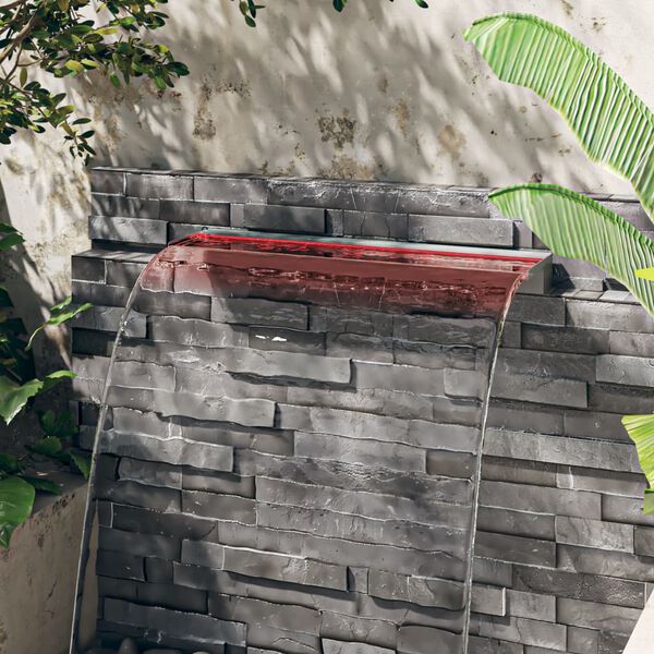 vidaXL Преливник за водопад с RGB LED, неръждаема стомана, 90 см