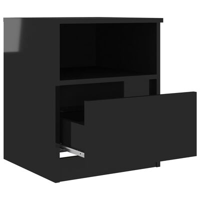 vidaXL Нощни шкафчета, 2 бр, черен гланц, 40x40x50 см, ПДЧ