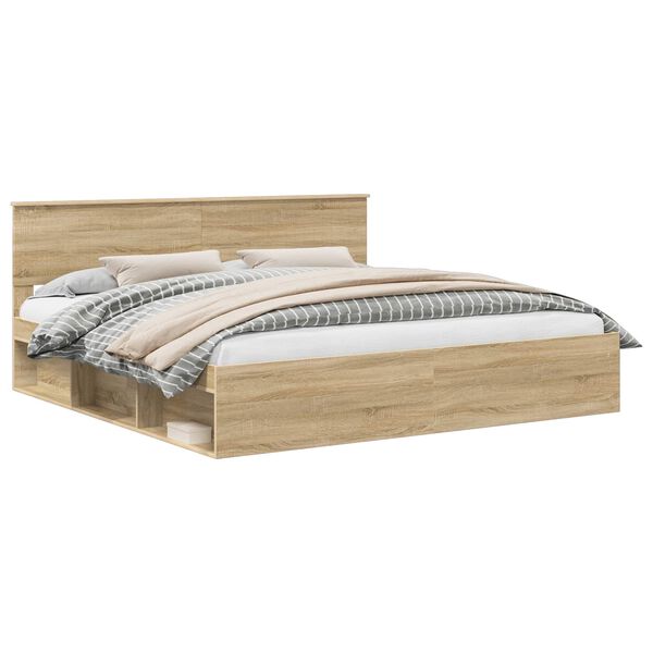 vidaXL Рамка за легло Сонома 200 x 200 cm Солидно борово дърво