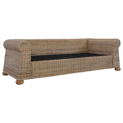 vidaXL 3-местен диван с възглавници, естествен ратан