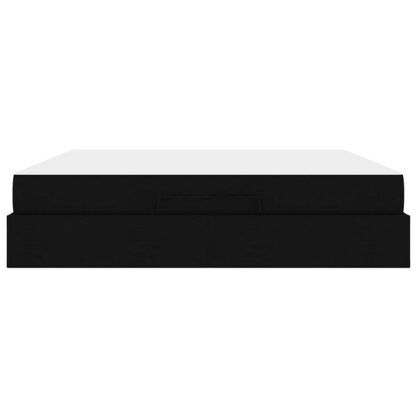 vidaXL Рамка за легло с матрак с матрак 2 pcs Черно текстил