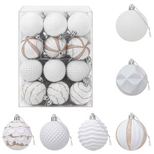 vidaXL Комплект коледни топки 36 бр. Бяло Диам. 6 cm Полистирен