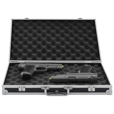 vidaXL Куфар за пистолет, алуминий, ABS, черен