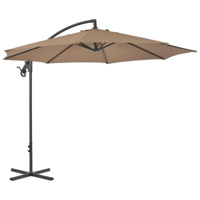 vidaXL Градински чадър чупещо рамо и стоманен прът 300 см таупе