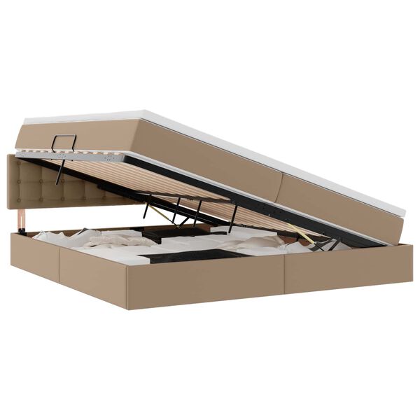 vidaXL Легло с място за съхранение и матрак Капучино 200 x 200 cm