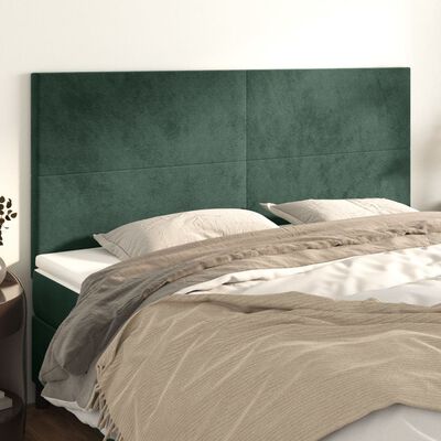 vidaXL Горна табла за легло, 4 бр, тъмнозелена, 100x5x78/88 см, кадифе