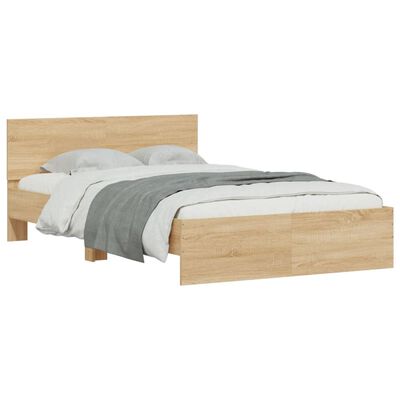 vidaXL Рамка за легло с табла, сонома дъб, 120x190 см